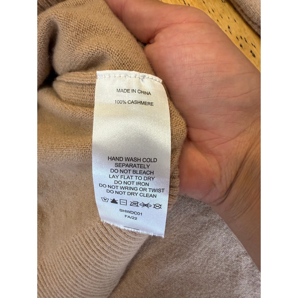 Quince Cashmere Set Size M Tan Mock Neck V-Placket Sweater and Knit Jogger Pants - Picture 4 of 10
